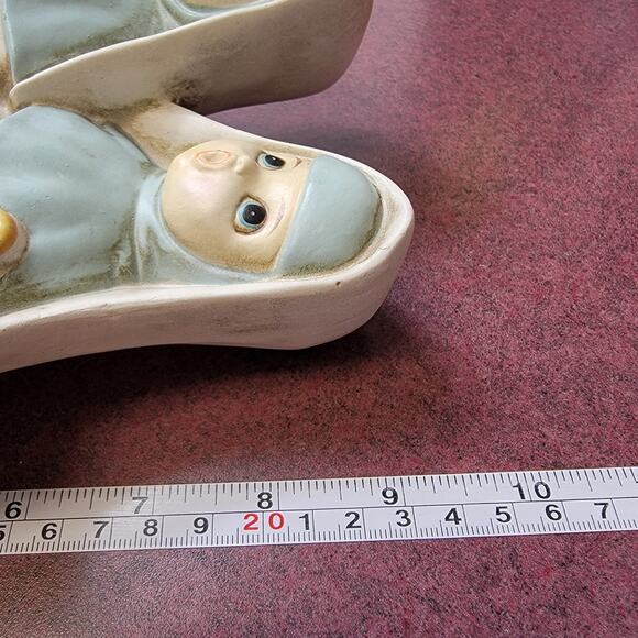 Vtg Josef Original Singing Nuns Music Box Dominique 9.25 inches Blue White - Picture 5 of 5